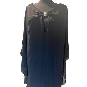 NEW-Xscape Black Chiffon Open Slit Sleeve Dress